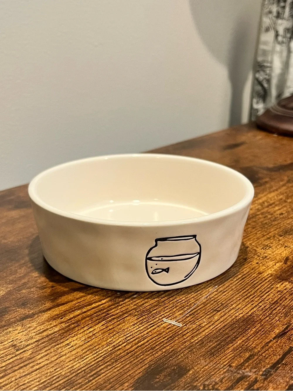 Rae Dunn Ceramic Fish Cat Food Bowl
